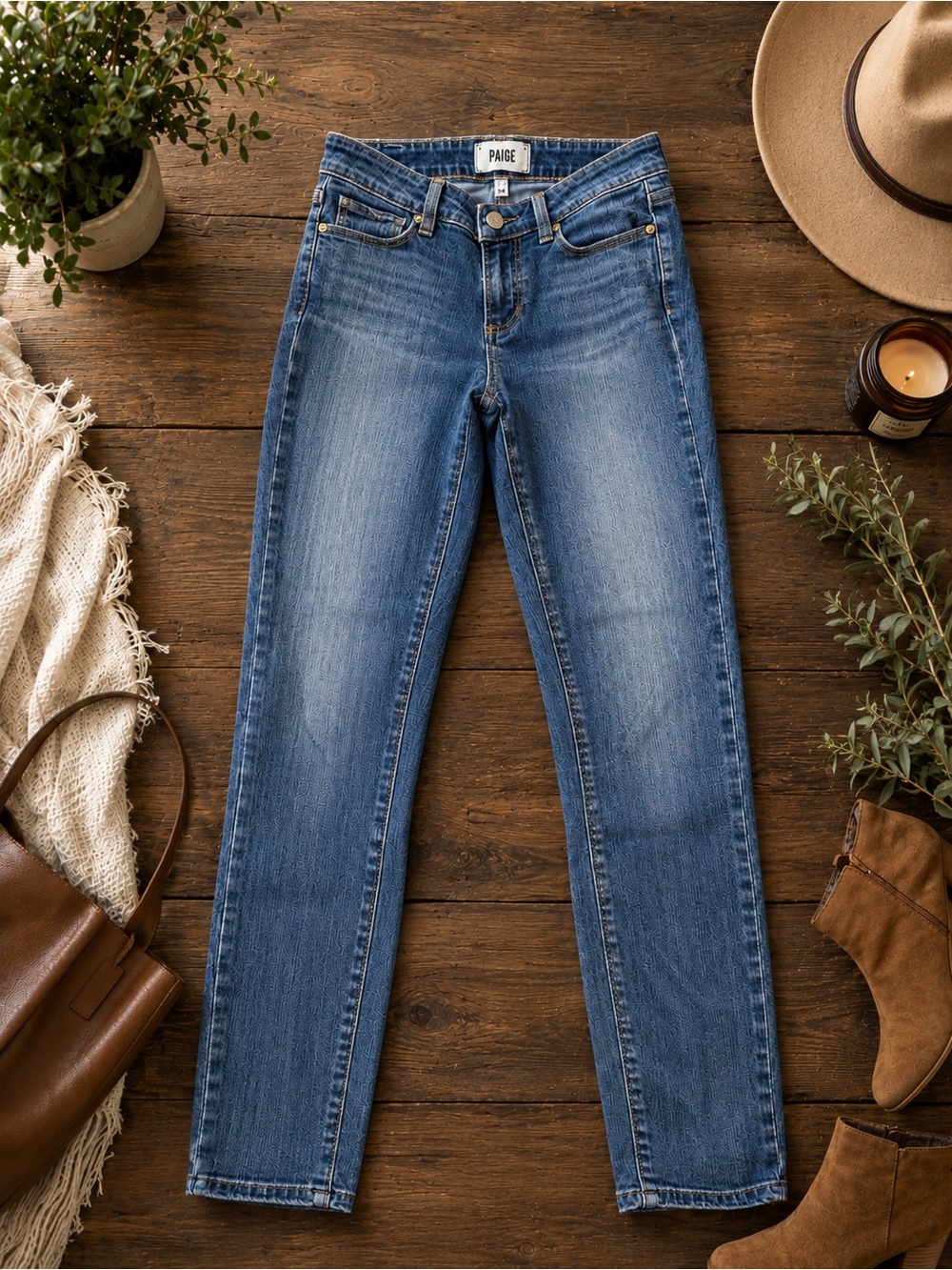 PAIGE Size 24 Medium Wash Stretch Skinny Jeans 27” Inseam